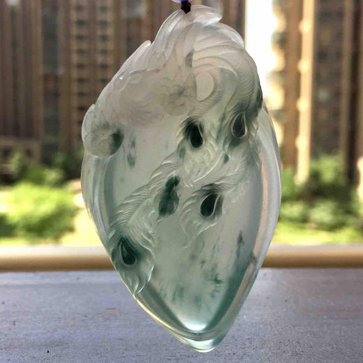 翡翠高冰种飘花凤凰，林双作品 商品图8