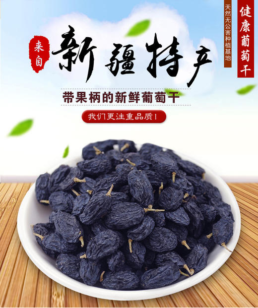 黑加仑葡萄干250g/袋   带果柄的新疆味 自然挂干  甜蜜香郁 商品图0