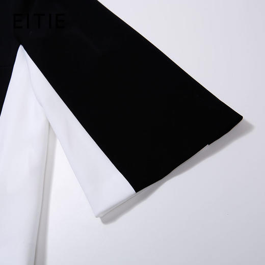 EITIE爱特爱商场同款春夏新款黑白拼接七分袖T恤宽松上衣女5313005 商品图3