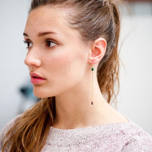 北京仓｜Wouters & Hendrix-Garnet-孔雀石和石榴石 耳环［比利时设计师］ 商品图0