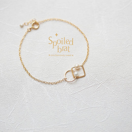 SpoiledBart Jewelry 14K注金 几何形 珍珠 简洁百搭 手链 商品图0