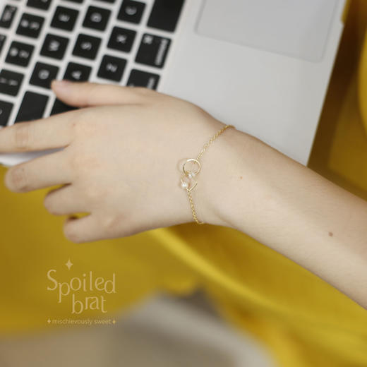 SpoiledBart Jewelry 14K注金 几何形 珍珠 简洁百搭 手链 商品图3