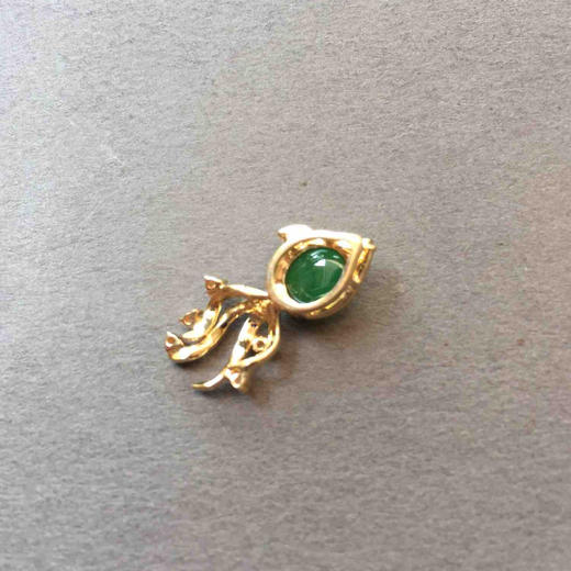 翡翠冰种阳绿蛋面金鱼金玉满堂18k黄金蓝宝石镶嵌 商品图4