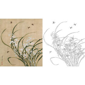 工笔花鸟白描底稿-余稚花鸟-斗方小品册页-YT07