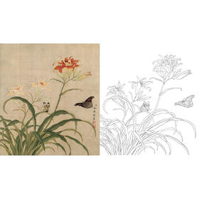 工笔花鸟白描底稿-余稚花鸟-斗方小品册页-YT02
