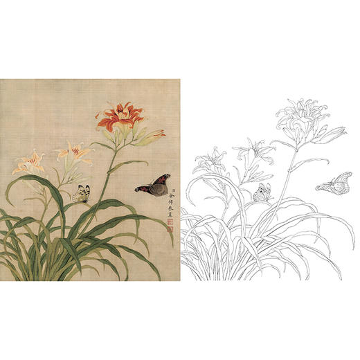工笔花鸟白描底稿-余稚花鸟-斗方小品册页-YT02 商品图0