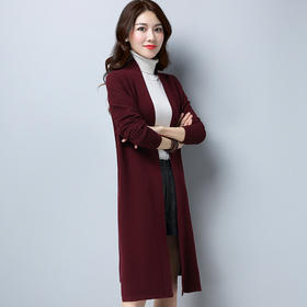 【服饰鞋包】秋装新品欧美宽松大码针织开衫中长款毛衣外套女装