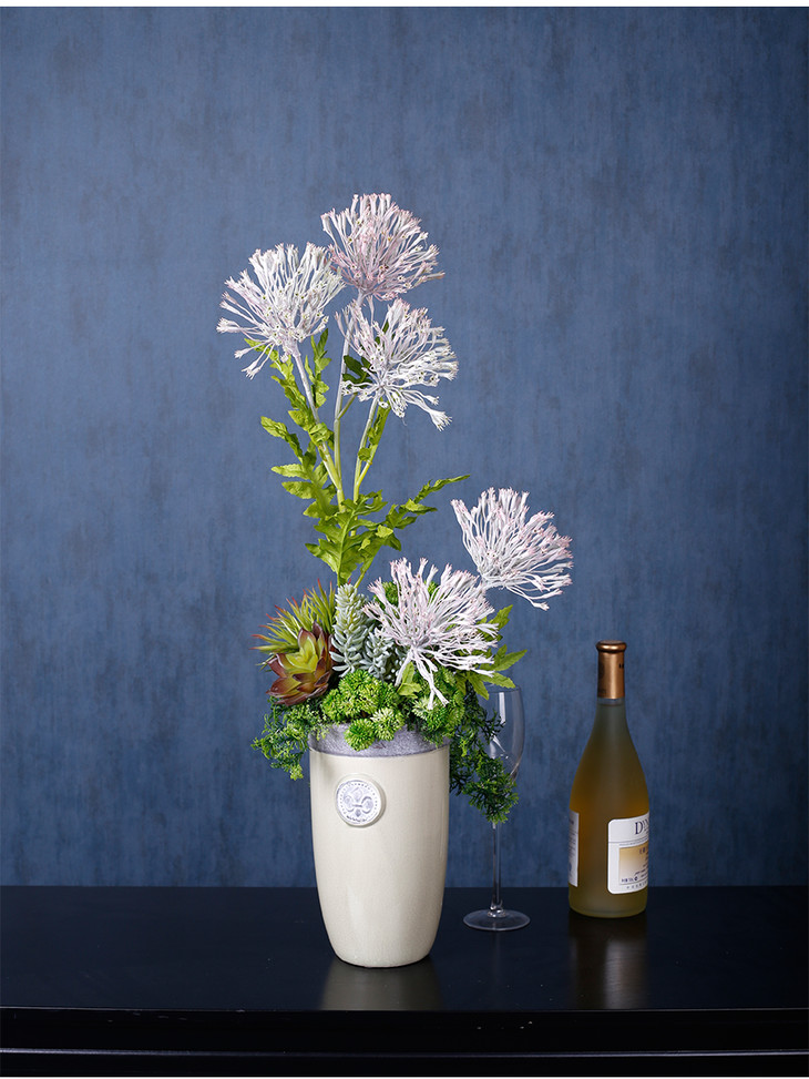 原野蕾丝假花仿真花套装装饰花绢花插花陶瓷花瓶花艺家居室内客厅玄关
