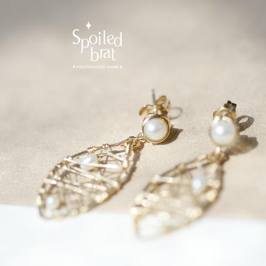 SpoiledBart Jewelry 14K注金 天然珍珠 光影系列  设计感 耳钉 商品图3