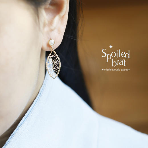 SpoiledBart Jewelry 14K注金 天然珍珠 光影系列  设计感 耳钉 商品图4