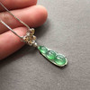 冰种飘阳绿翡翠福豆吊坠18k白金钻石镶嵌 商品缩略图5