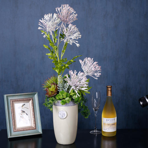 原野蕾丝假花仿真花套装装饰花绢花插花陶瓷花瓶花艺家居室内客厅玄关