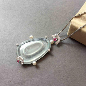 翡翠玻璃种雪花棉福在眼前18k白金钻石镶嵌