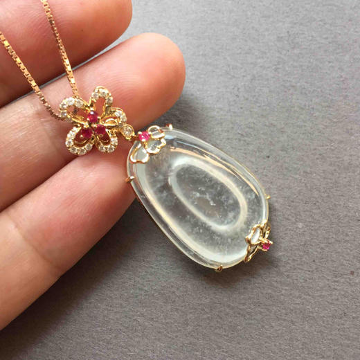 翡翠玻璃种雪花棉福在眼前18k黄金钻石镶嵌 商品图1