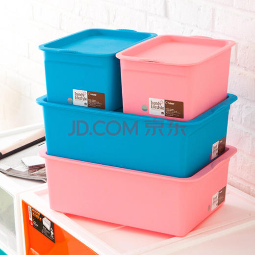 禧天龙Citylong 塑料收纳盒内衣收纳箱带盖子零食储物盒4件套2大2小 商品图2