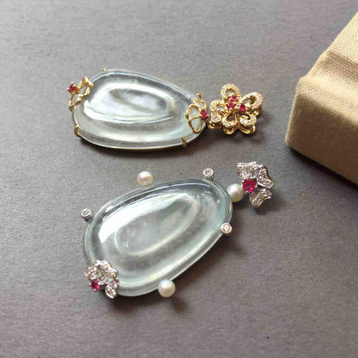 翡翠玻璃种雪花棉福在眼前18k黄金钻石镶嵌 商品图8