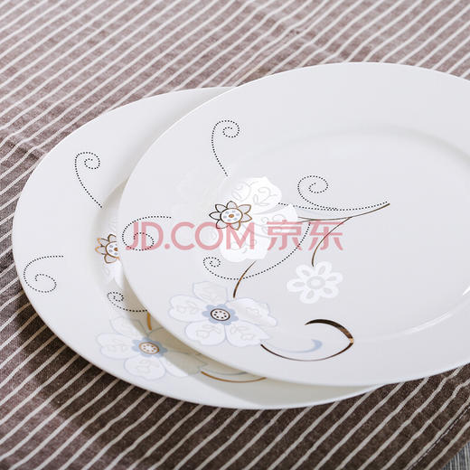 乐享 餐具套装56头陶瓷碗碟套装景德镇骨瓷盘子礼品 白金花语 商品图3