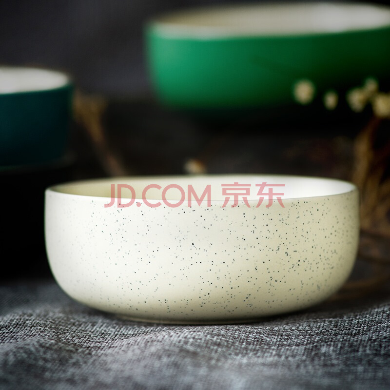 剑林 创意日韩欧式陶瓷器餐具小汤碗大米饭碗4.5英寸家用碗甜品碗 北欧印象 白色