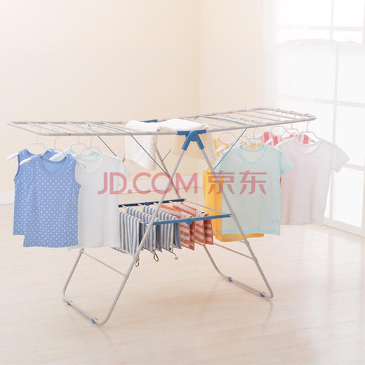 日益新 晾衣架 阳台落地可折叠晒衣架 蓝色 大号 商品图1