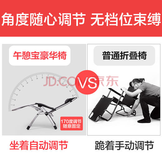 午憩宝 折叠躺椅午休床折叠床折叠椅沙滩椅办公室夏天午睡椅便携床陪护床懒人椅 升级款四排金属锁扣-时尚藏青 商品图2