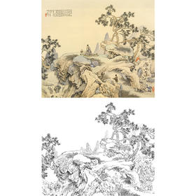 工笔山水人物白描底稿-斗方小品册页-李子牧-LQ15