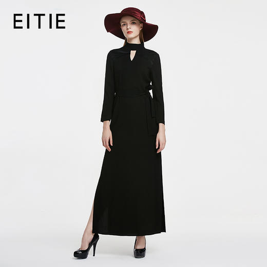 EITIE爱特爱春季新款商场同款知性优雅细带礼服开叉连衣裙女5477105 商品图0