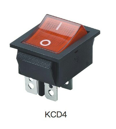 kcd4-201船型开关 红色 4脚2档 铜脚银点 耐高温工业电器翘板