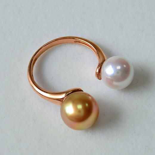8mmAkoya珍珠金珠指间戒 商品图3