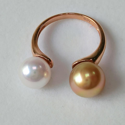 8mmAkoya珍珠金珠指间戒 商品图2