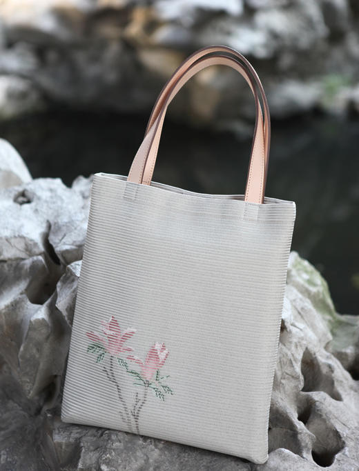 沈周玉兰缂丝手拎包真皮