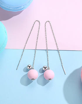 Winy925纯银粉红气球耳线送女友闺蜜节日生日礼物