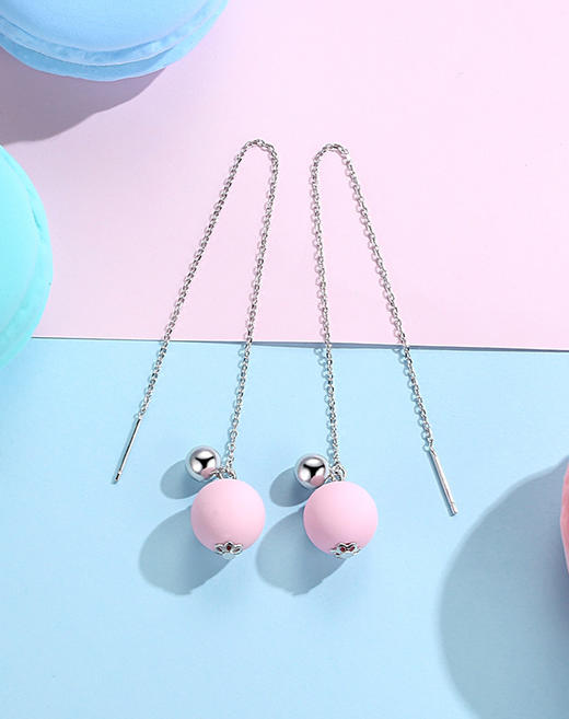 Winy925纯银粉红气球耳线送女友闺蜜节日生日礼物 商品图0