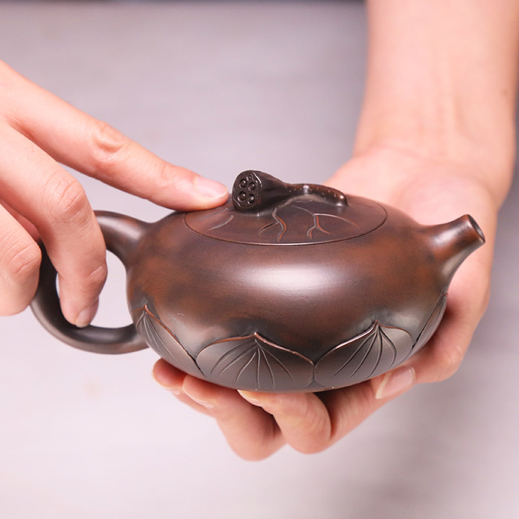 【莲座壶】波本窑手工紫陶壶