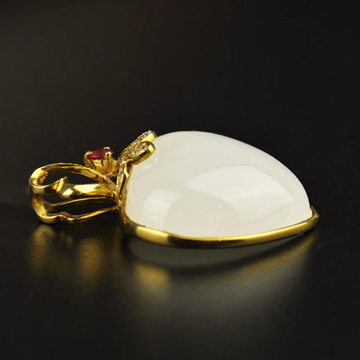 玉玲珑 正品和田白玉金镶玉吊坠18k金爱想随 - 玉玲珑珠宝商城