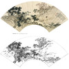 白描底稿-工笔扇面小品山水人物陈少梅-《秋林觅句图》-多种白描尺寸可选-TS04 商品缩略图0