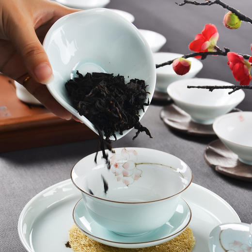 永利汇赏茶荷陶瓷青瓷茶则茶道功夫茶具零配件茶勺茶匙分茶小托盘 商品图4