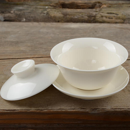 素瓷 高白盖碗 3.5茶备 润釉 德化白瓷 评茶盖碗 LOGO定制 商品图4