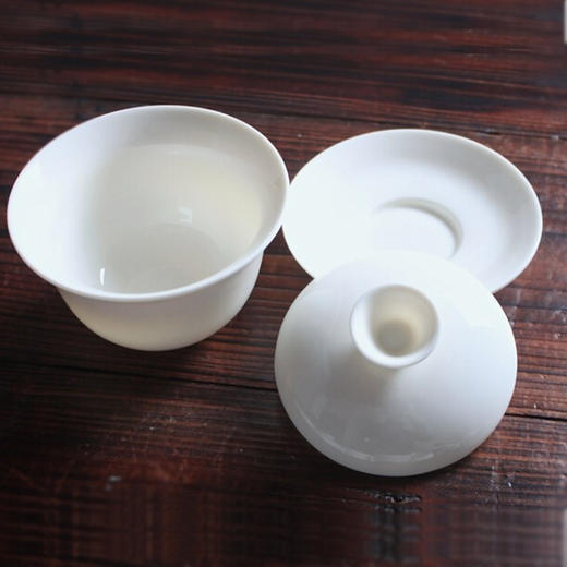 素瓷 高白盖碗 3.5茶备 润釉 德化白瓷 评茶盖碗 LOGO定制 商品图3