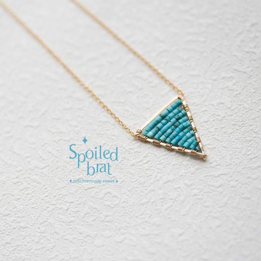 SpoiledBart Jewelry 14K注金 天然绿松石 三角形项链 商品图0