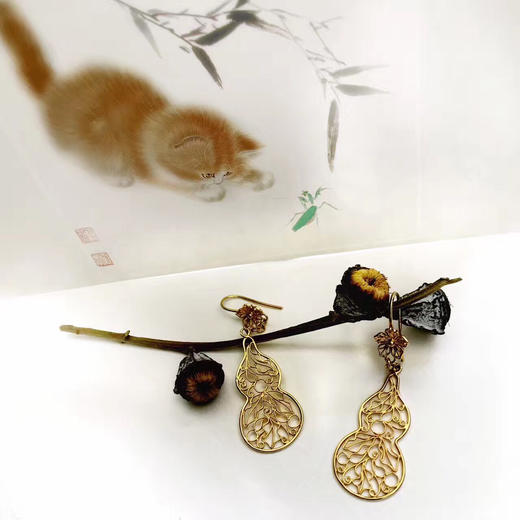 爱莎许愿工艺 金葫芦系列 金葫芦耳环 商品图2
