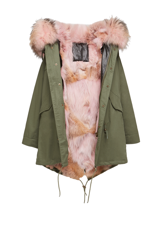 军绿色外壳 粉色郊狼毛(green pink wolf)