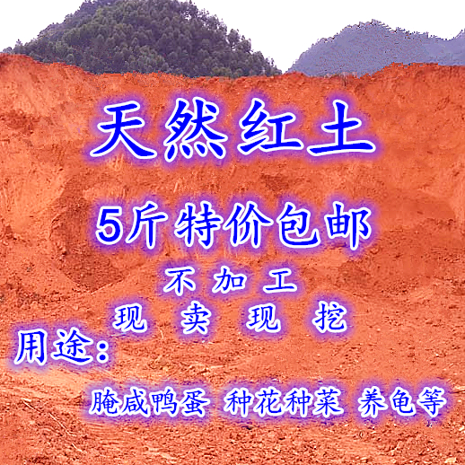 天然红泥土红沙土红土黄泥土盆栽花土腌制咸鸭蛋泥土酸性土包邮