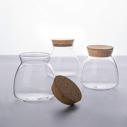 摩登主妇 软木盖耐热玻璃储物罐茶叶干果收纳瓶饼干储物罐密封罐