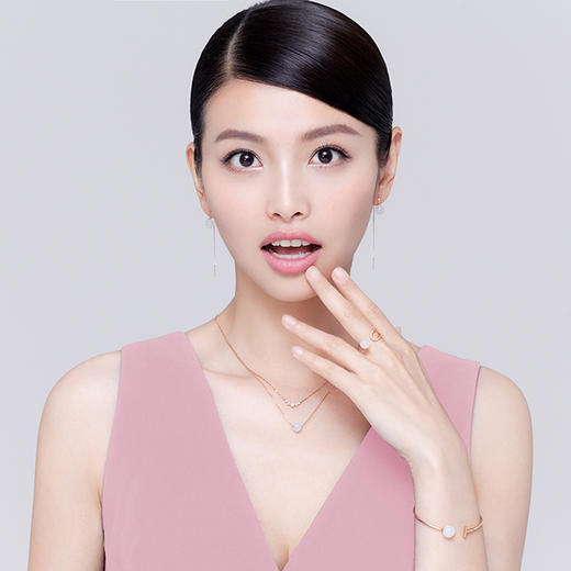 18k玫瑰金和田玉（白玉）玉珠手镯--心若相知·期待 商品图1