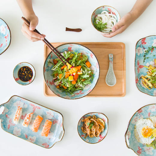 摩登主妇创意日式玉兰花手绘陶瓷餐具米饭碗汤碗面碗家用菜盘鱼盘1 商品图1