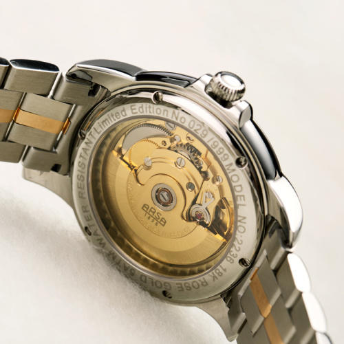 arsa18k玫瑰金真钻机械表货号120900