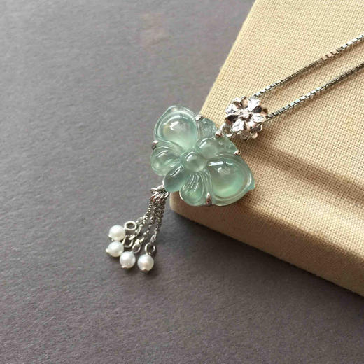 翡翠高冰种蓝水蝴蝶吊坠 商品图2