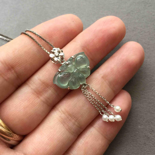 翡翠高冰种蓝水蝴蝶吊坠 商品图5