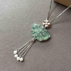 翡翠高冰种蓝水蝴蝶吊坠