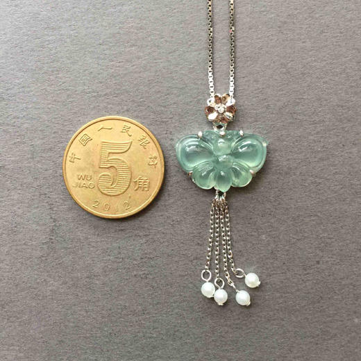 翡翠高冰种蓝水蝴蝶吊坠 商品图3